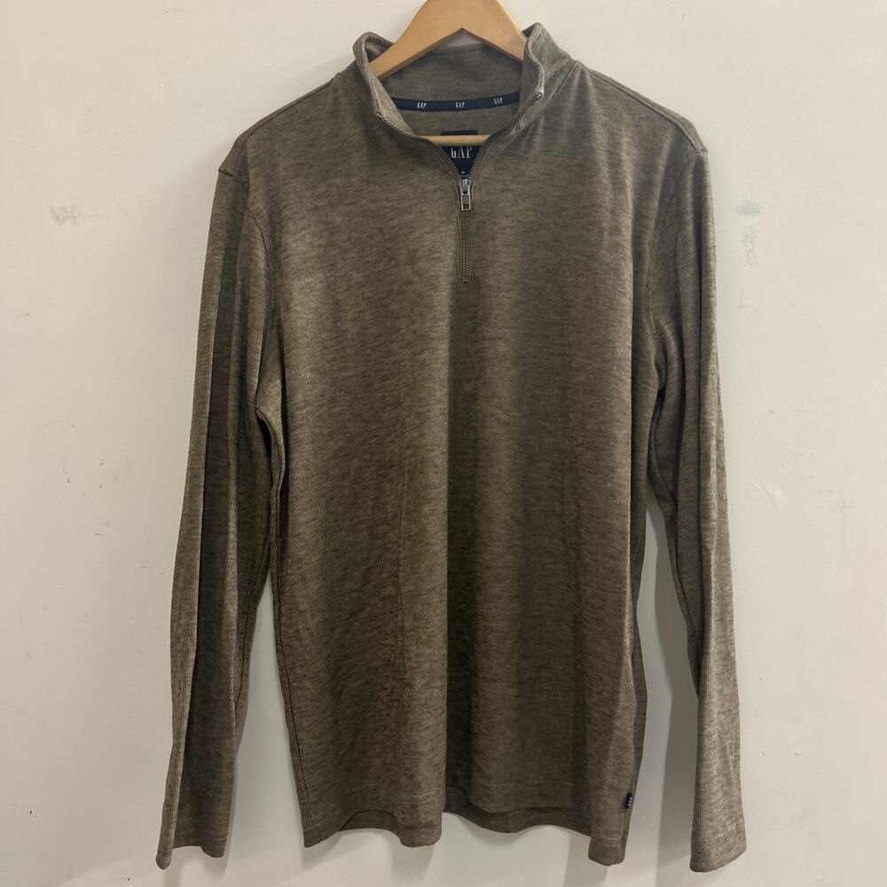 Gap Men's Long Sleeve Quarter Zip Soft Brown Sweater Size Medium